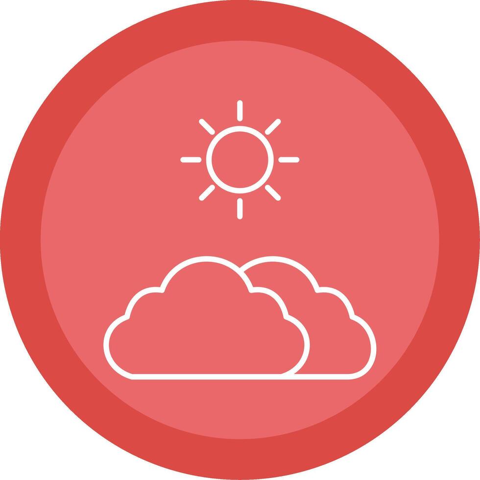 Clouds And Sun Line Multi Circle Icon vector