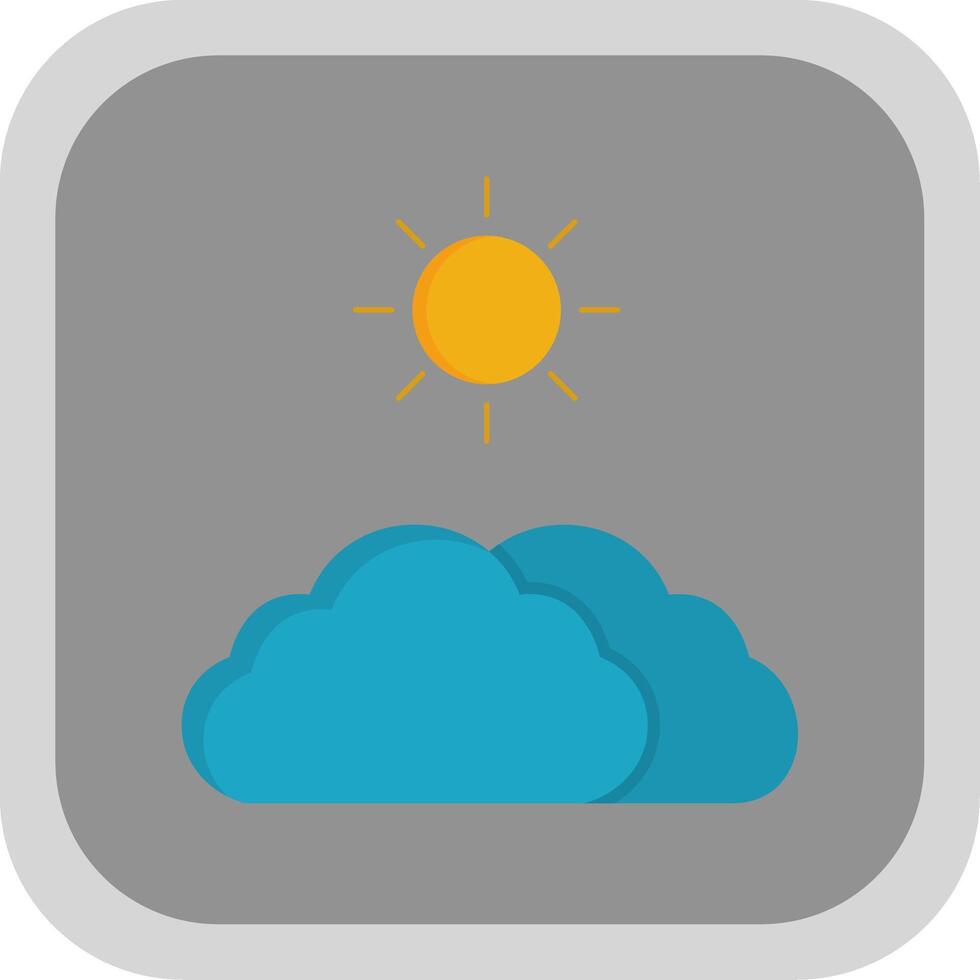 Clouds And Sun Flat Round Corner Icon vector