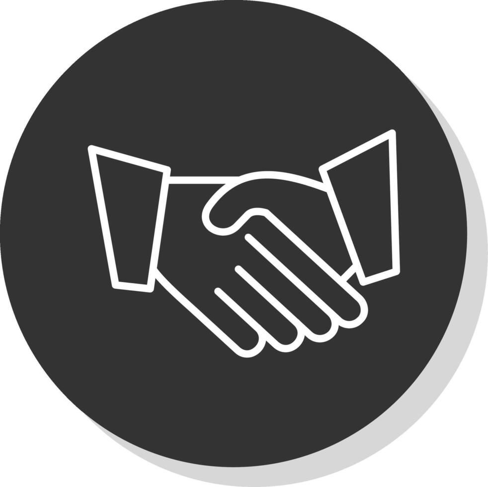 Hand Shaking Line Grey Circle Icon vector