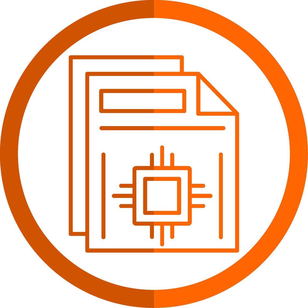 documento línea naranja circulo icono vector