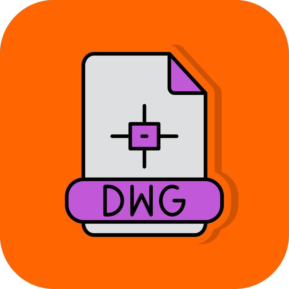 Dwg Filled Orange background Icon vector