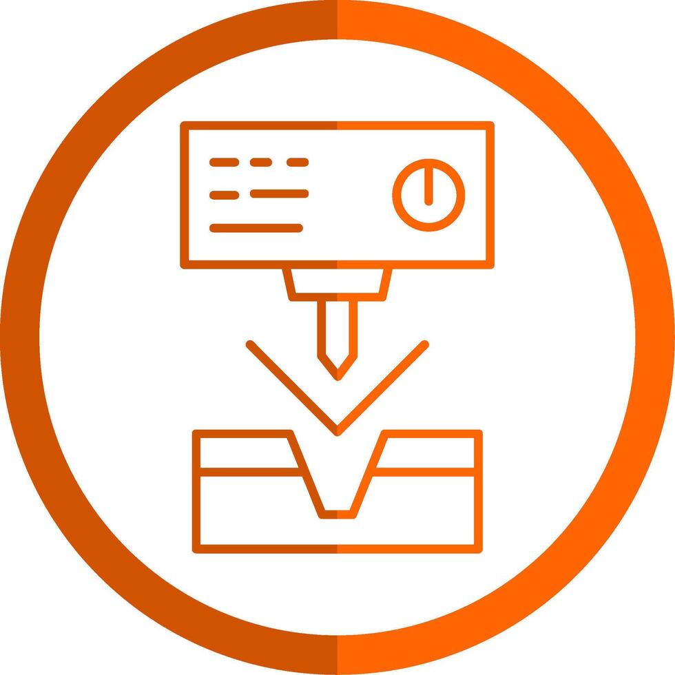 Metal Bending Machine Line Orange Circle Icon vector