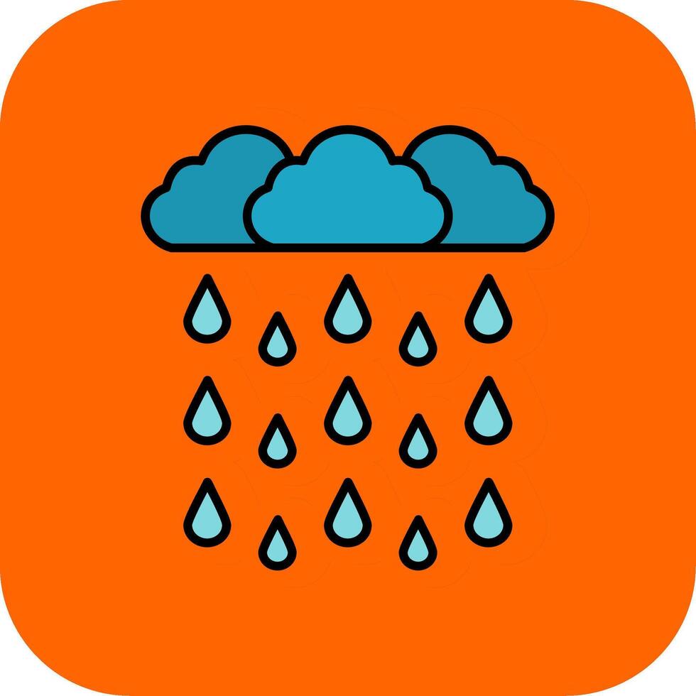 Heavy Rain Filled Orange background Icon vector