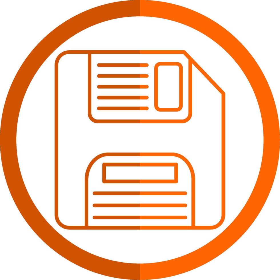 Floppy Disk Line Orange Circle Icon vector
