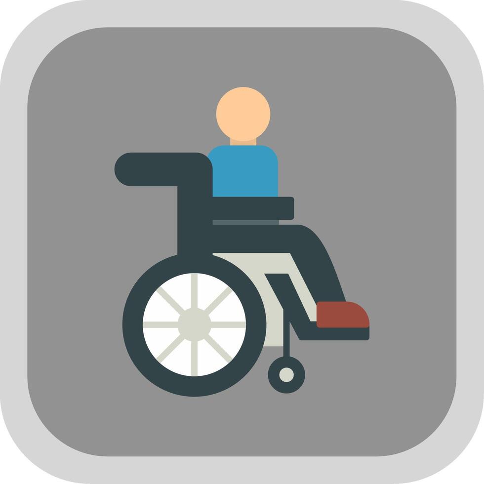 Disabled Person Flat Round Corner Icon vector