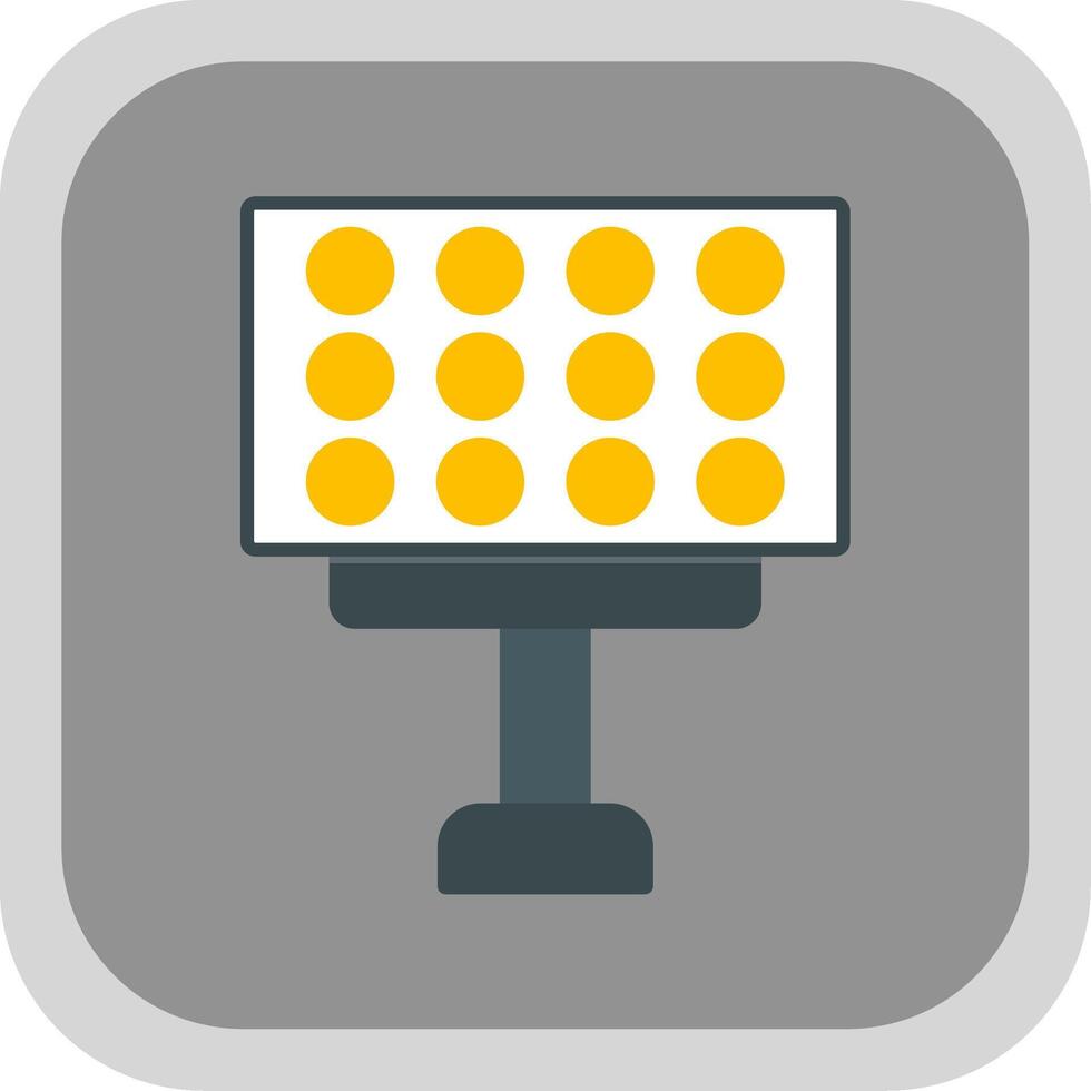 Stadium Lights Flat Round Corner Icon vector