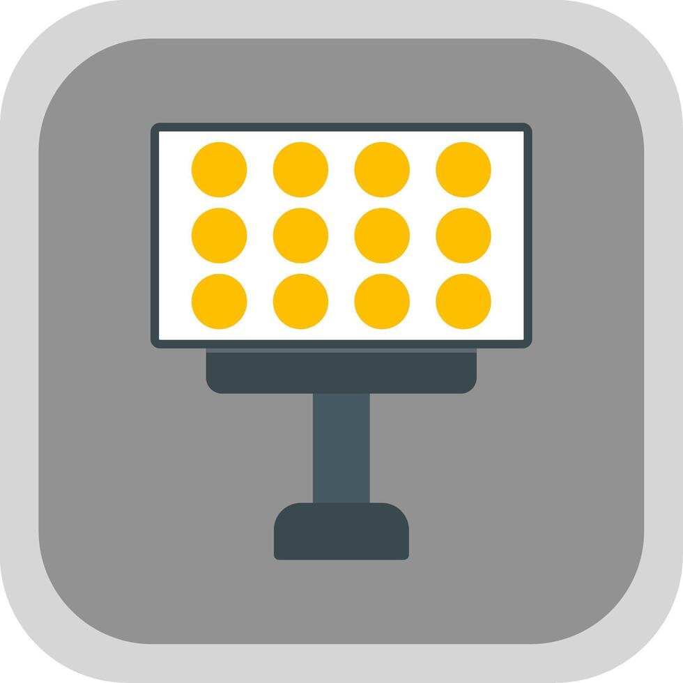 Stadium Lights Flat Round Corner Icon vector