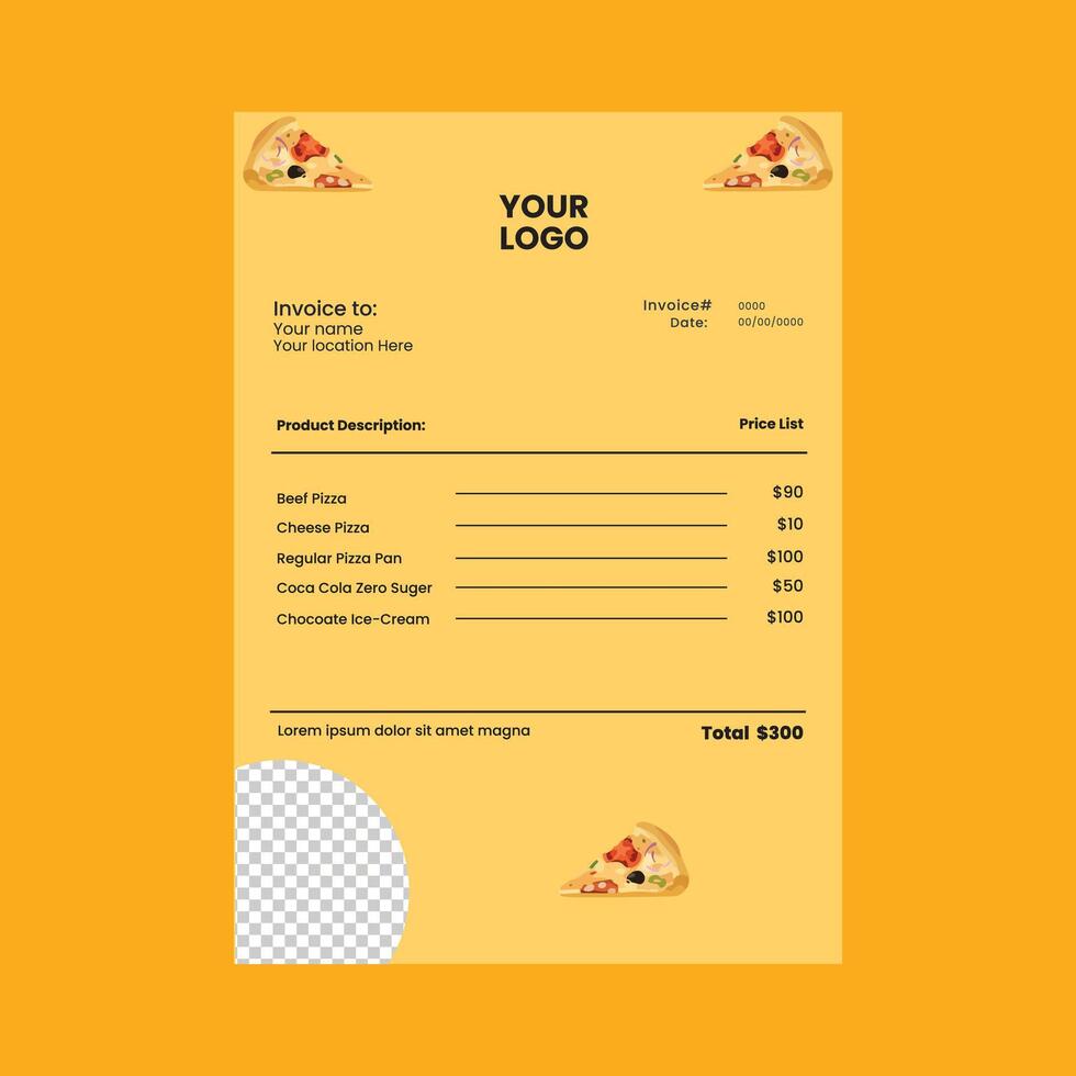 food invoice design vector