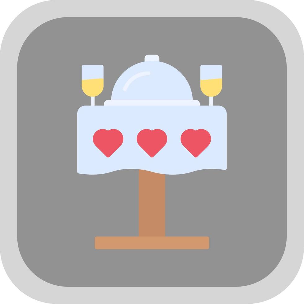 Wedding dinner Flat Round Corner Icon vector