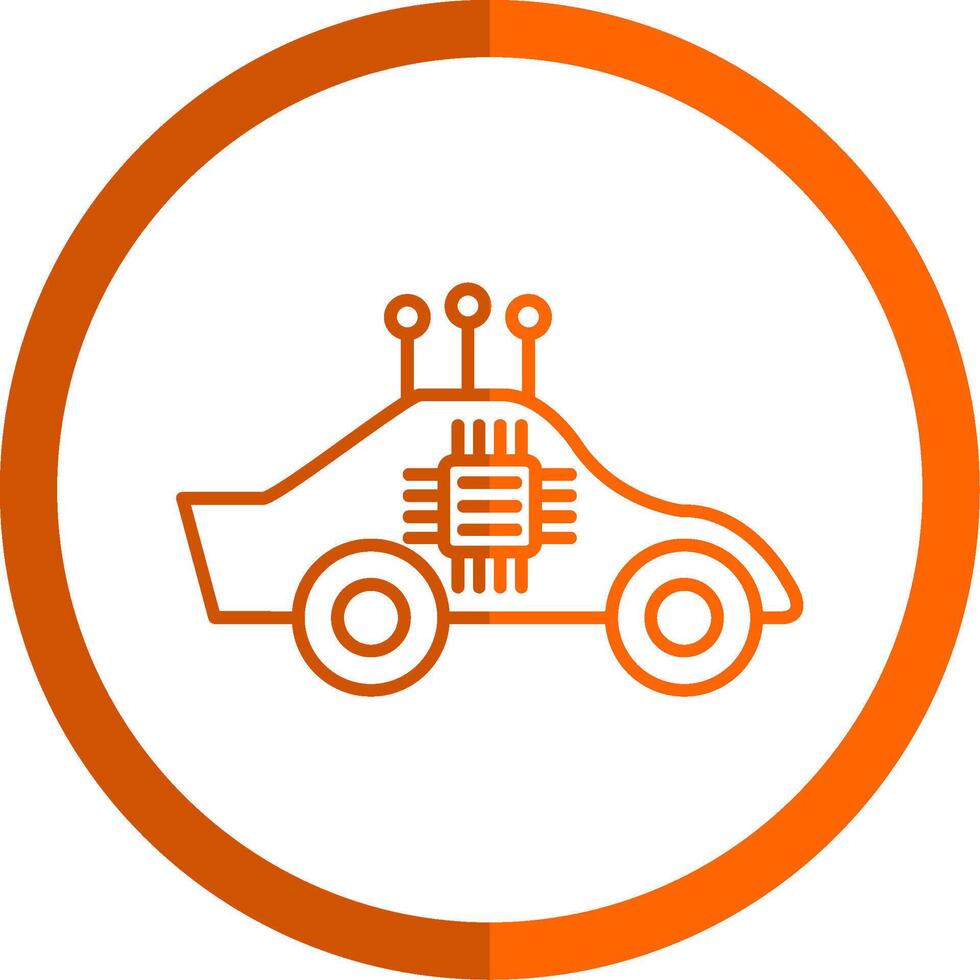 Autonomous Car Line Orange Circle Icon vector