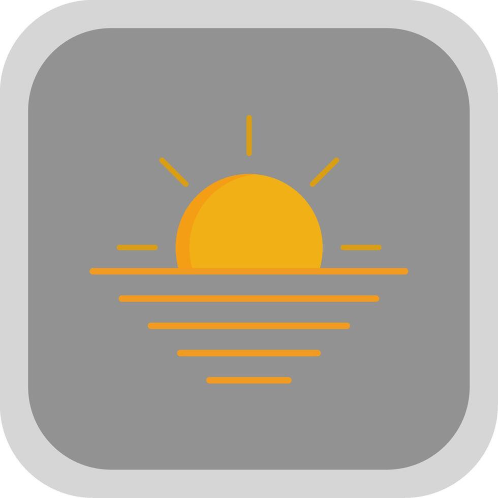 Sunset Flat Round Corner Icon vector