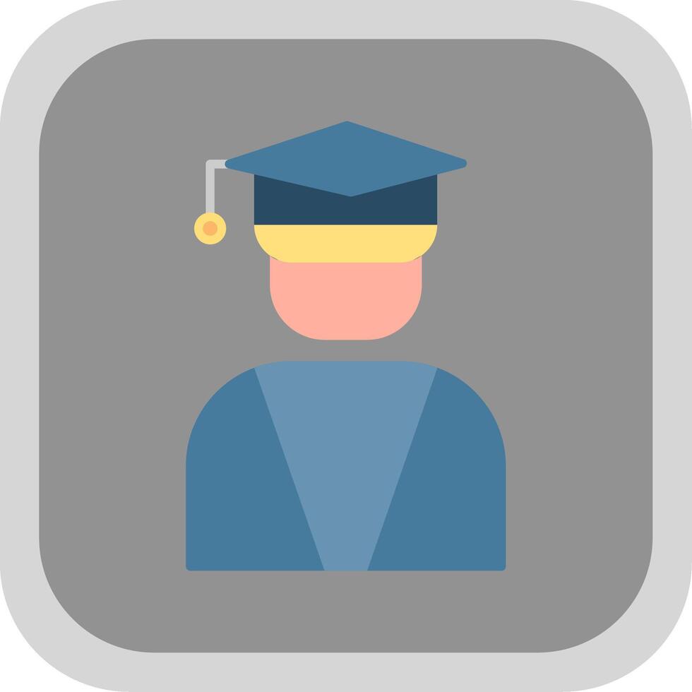 Graduate Flat Round Corner Icon vector