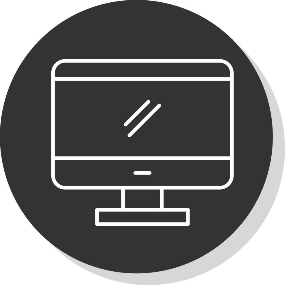 Monitor Line Grey Circle Icon vector