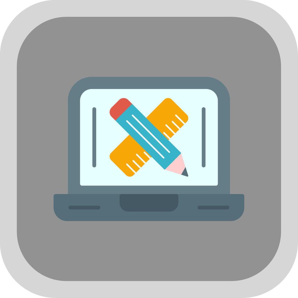 Laptop Flat Round Corner Icon vector