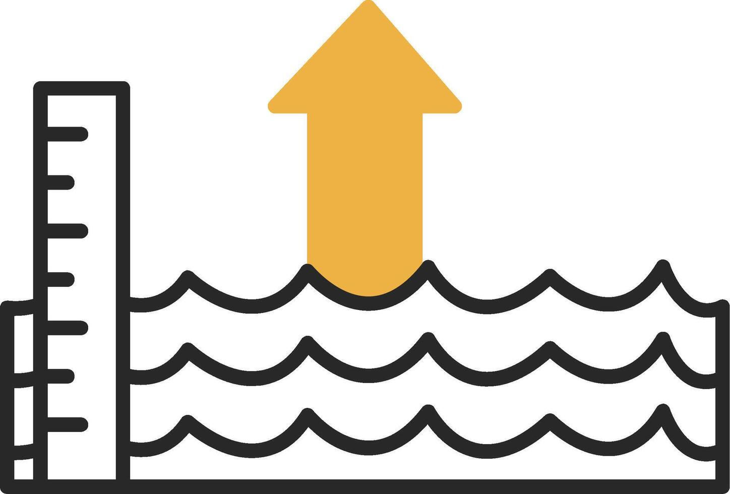Sea Level Rise Skined Filled Icon vector