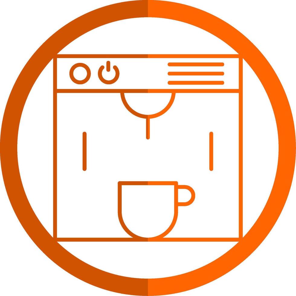 Coffe Maker Line Orange Circle Icon vector