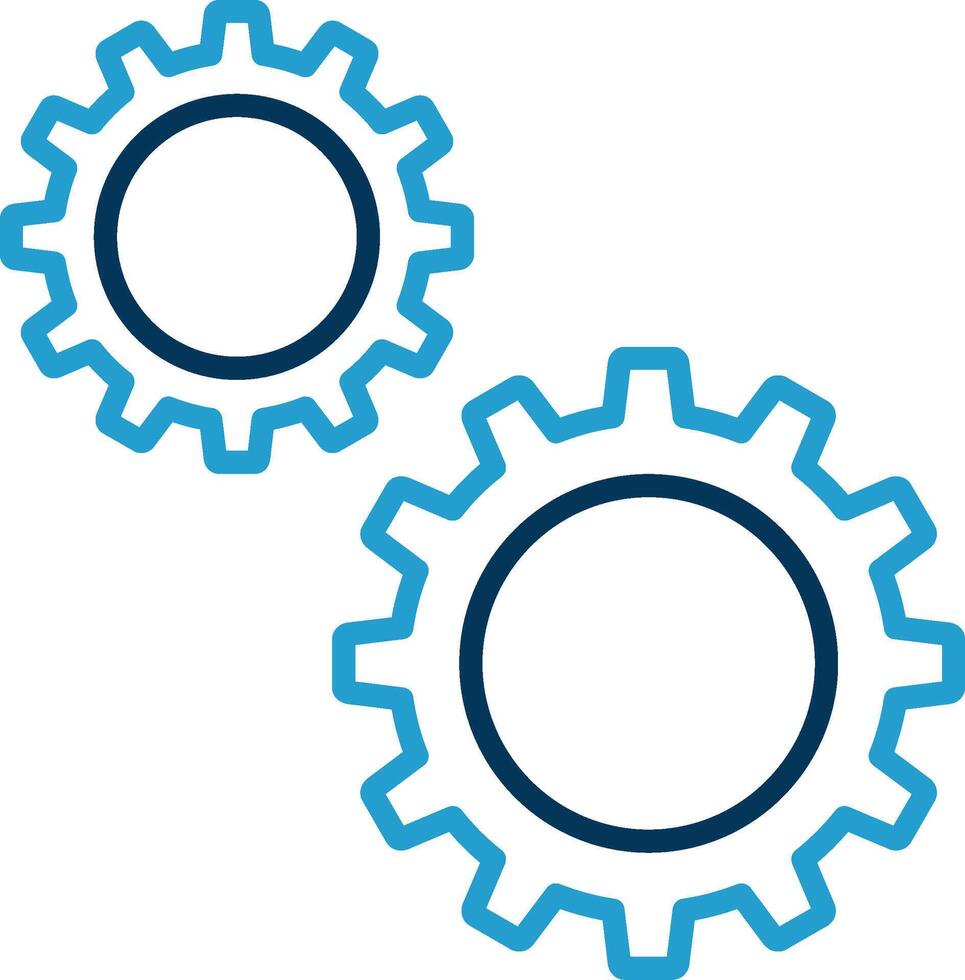 Gears Line Blue Two Color Icon vector