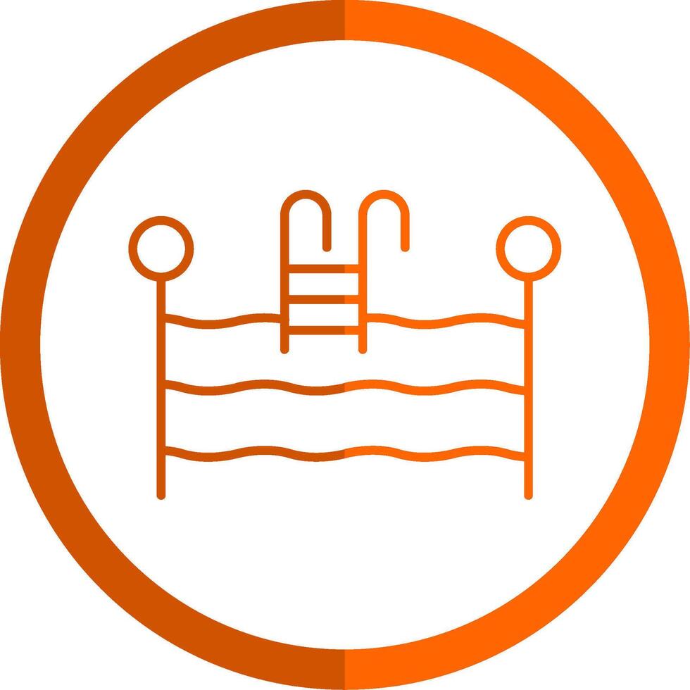 Swimming Pool Line Orange Circle Icon vector
