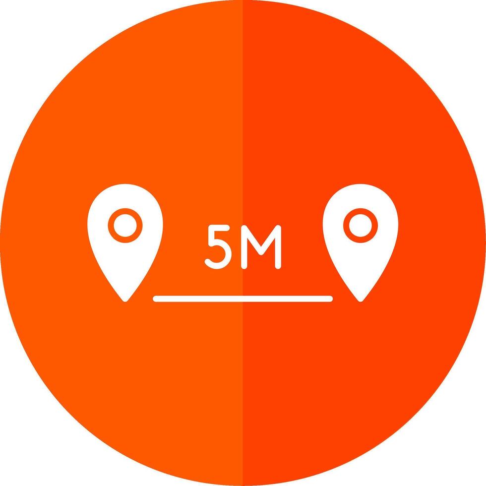 Distance Glyph Red Circle Icon vector