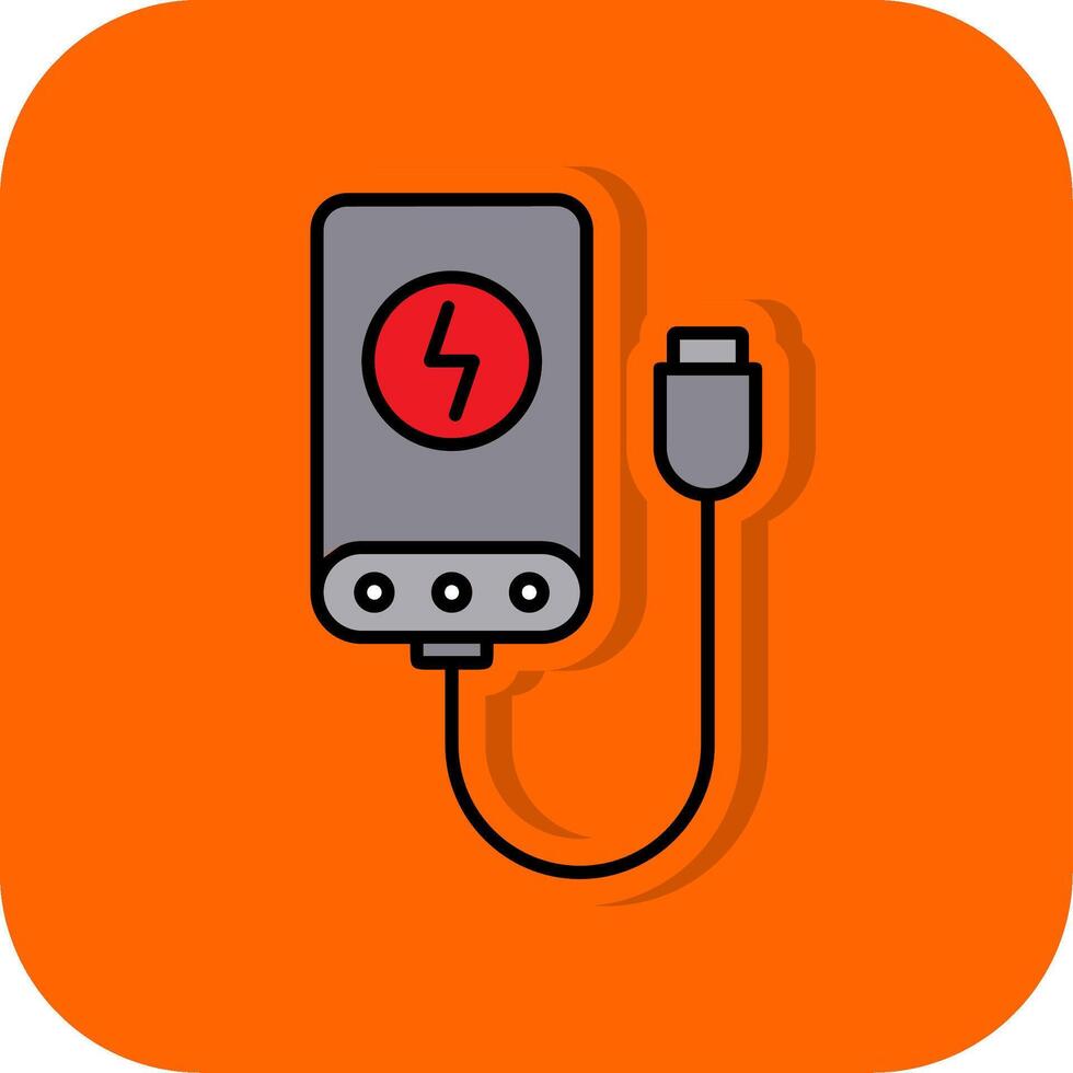 Power Bank Filled Orange background Icon vector