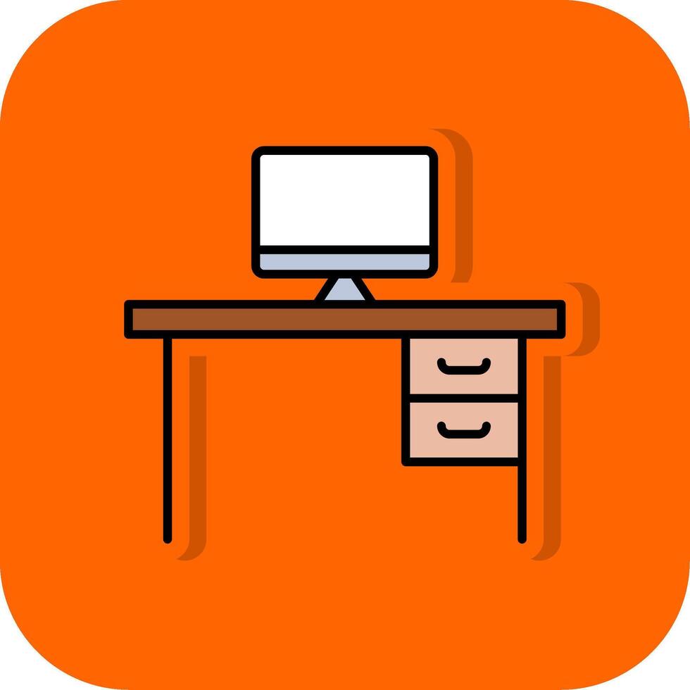 Desk Filled Orange background Icon vector