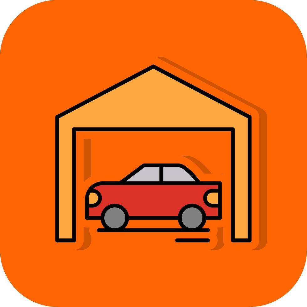 Garage Filled Orange background Icon vector