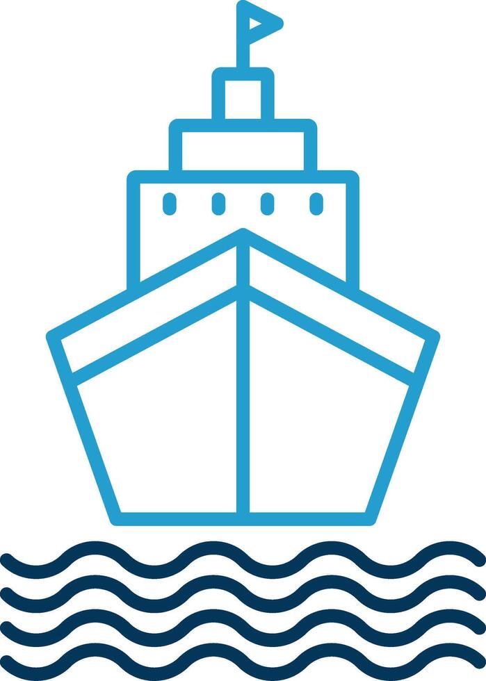 Ship Line Blue Two Color Icon vector