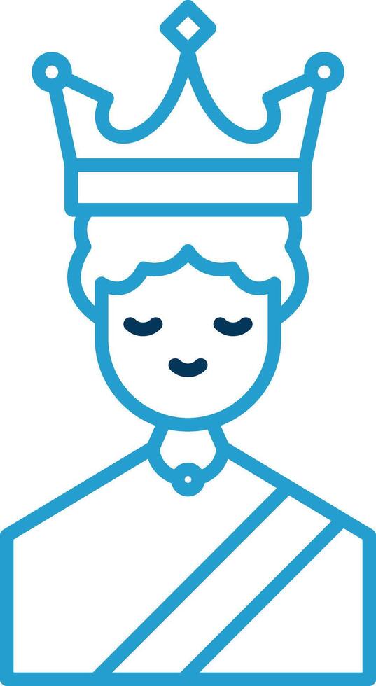 Queen Line Blue Two Color Icon vector