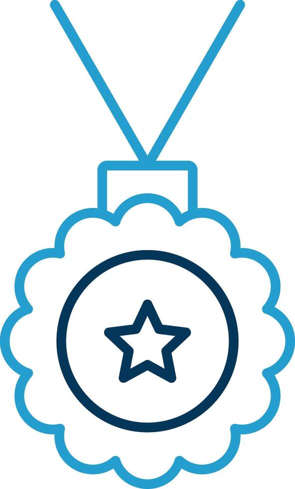 medallón línea azul dos color icono vector