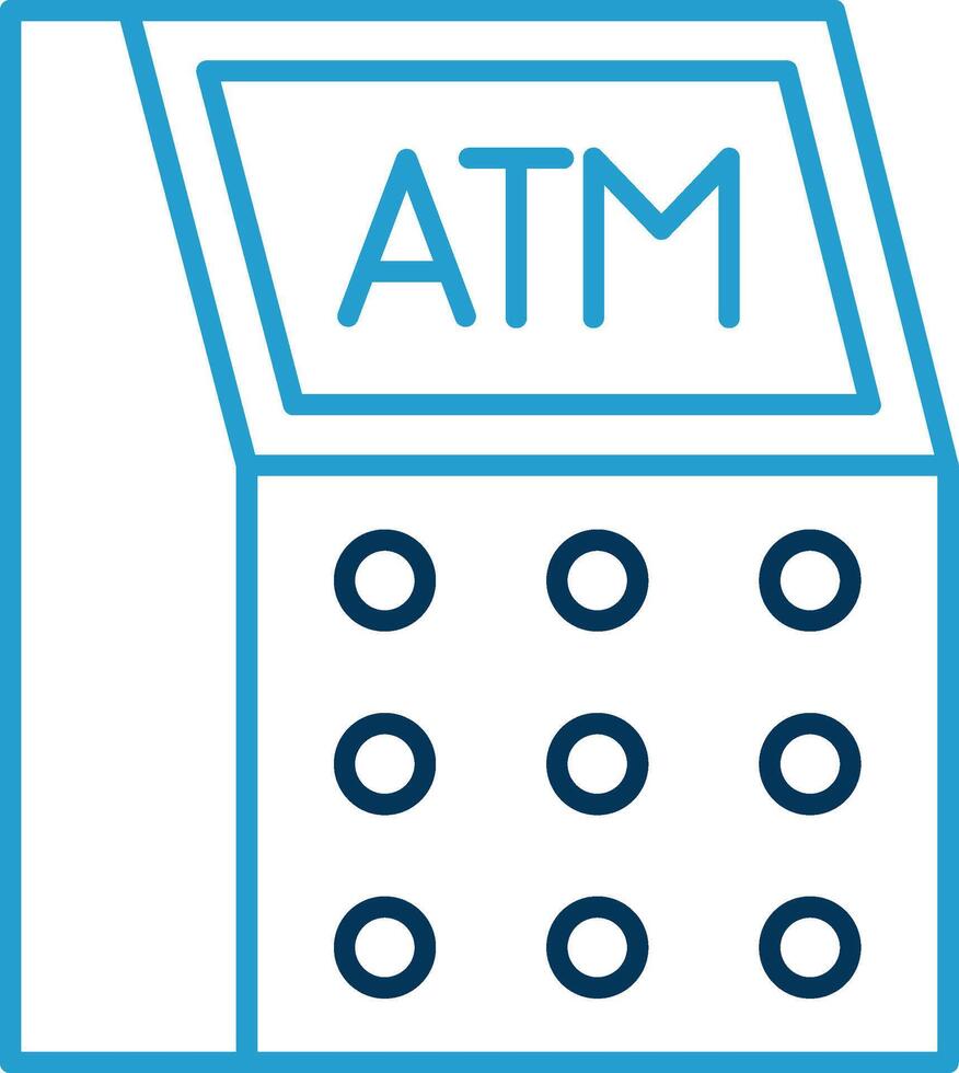 Atm Machine Line Blue Two Color Icon vector