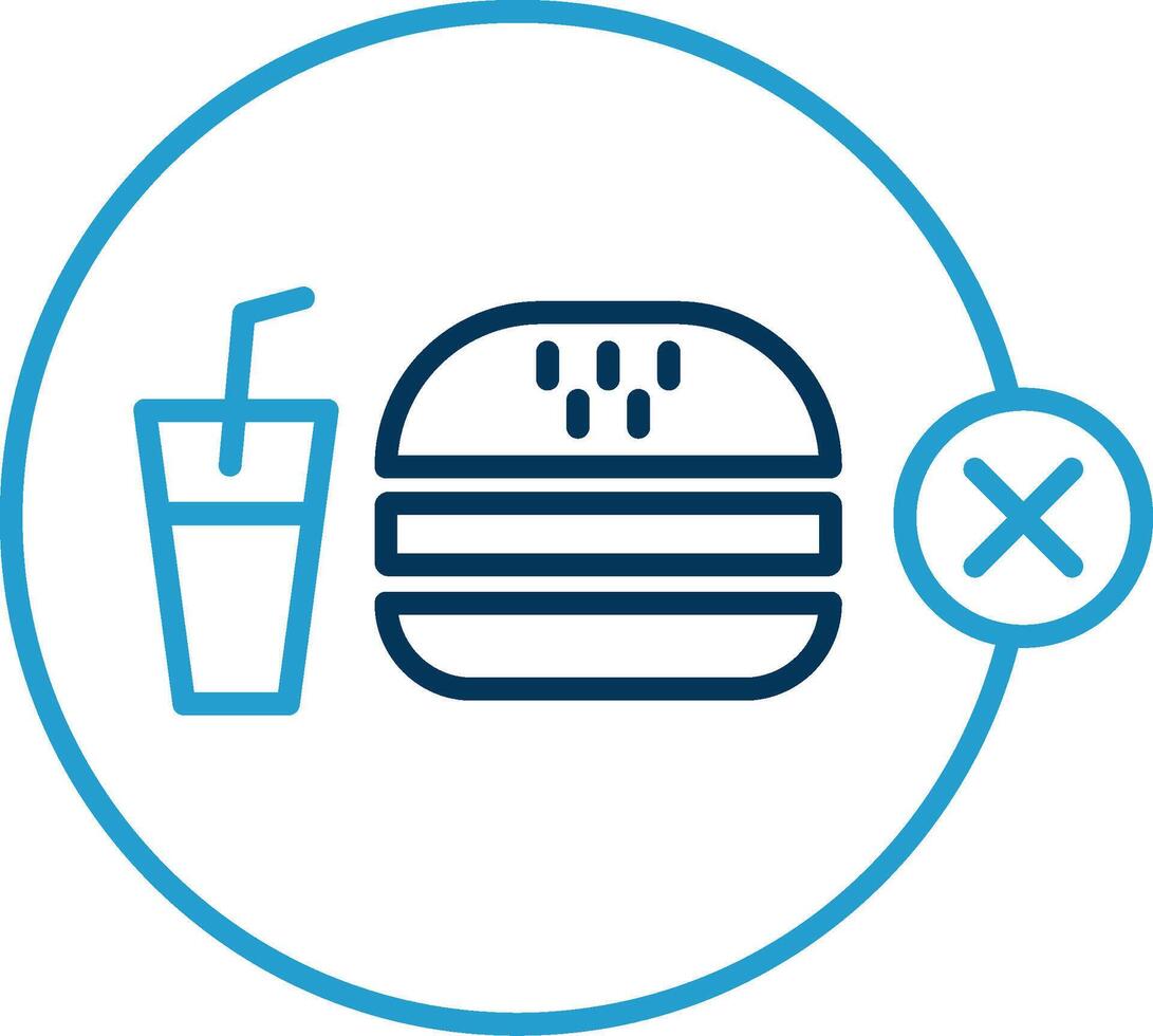 No Junk Food Line Blue Two Color Icon vector