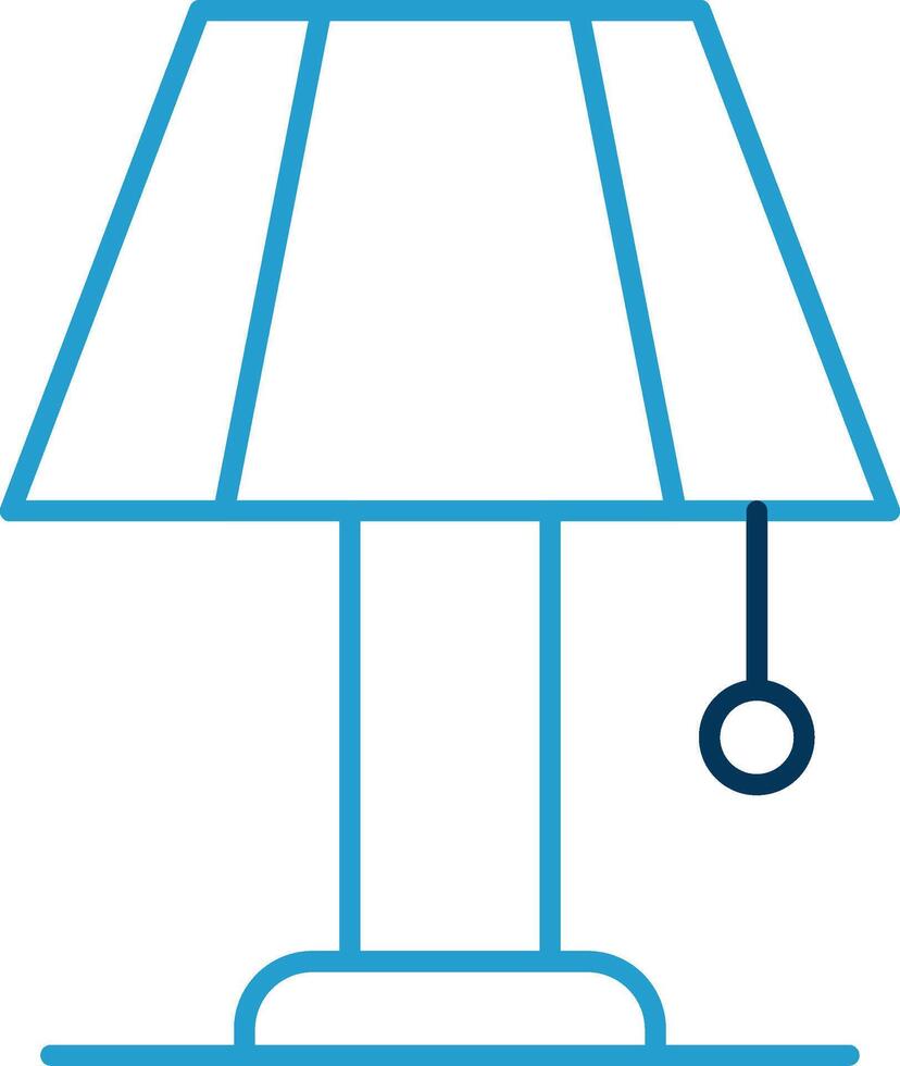 Table Lamp Line Blue Two Color Icon vector