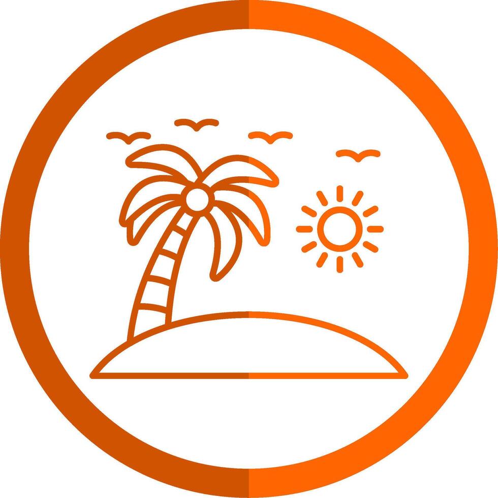 playa línea naranja circulo icono vector