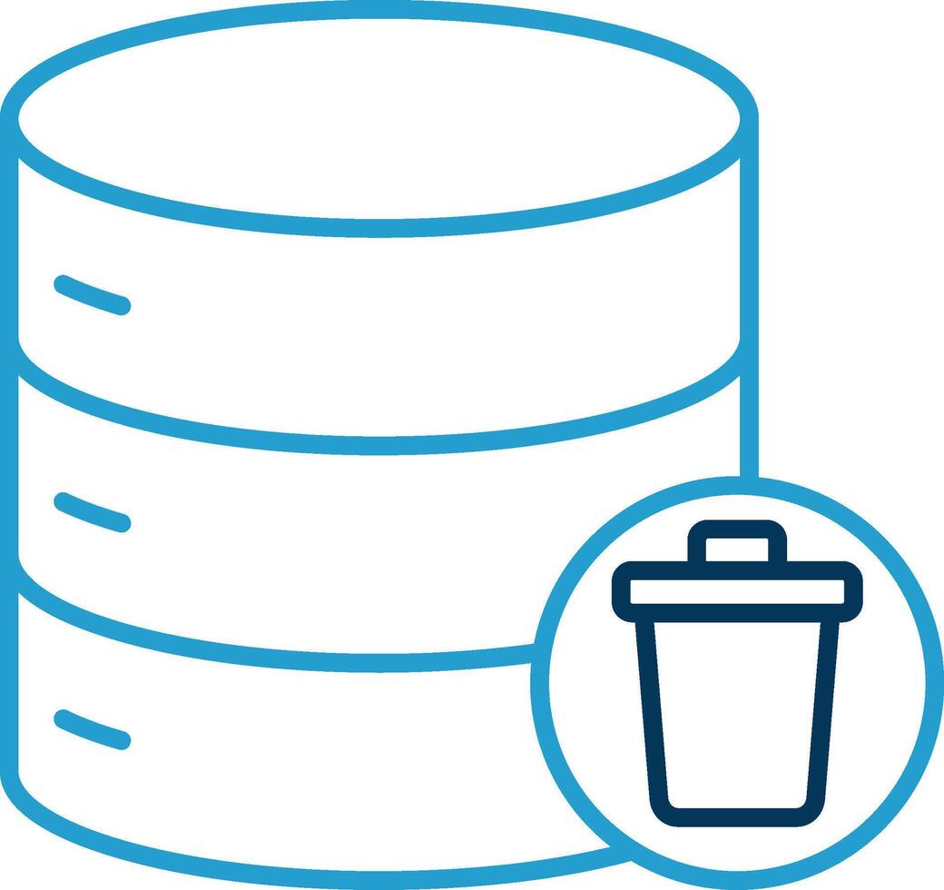 Eliminar datos línea azul dos color icono vector