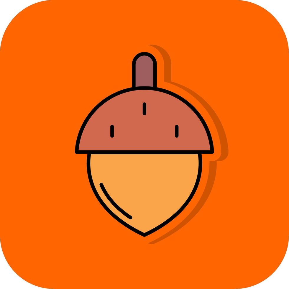 Acorn Filled Orange background Icon vector