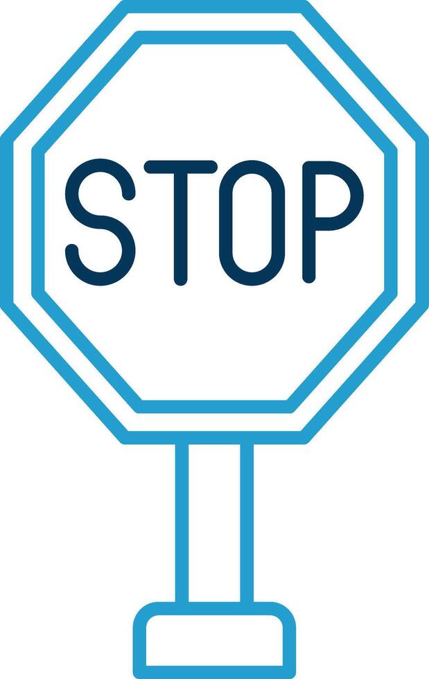 Stop Line Blue Two Color Icon vector