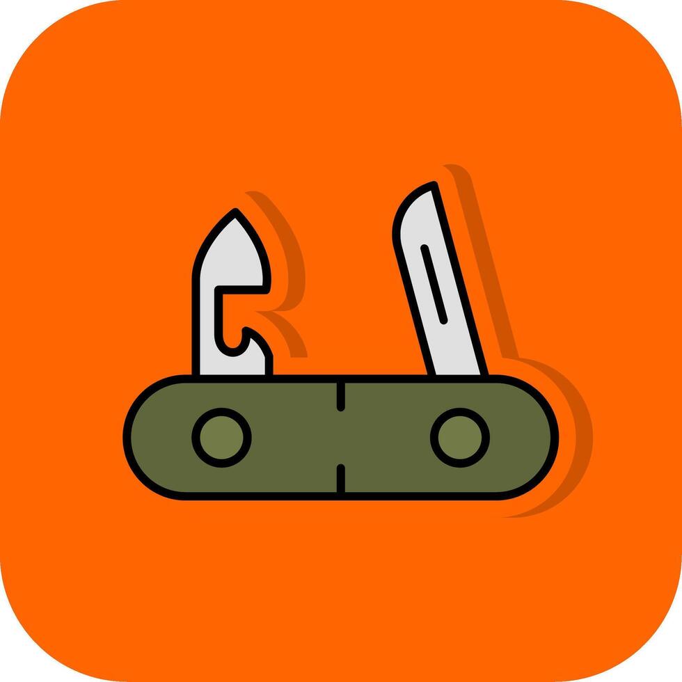 Swiss Knife Filled Orange background Icon vector