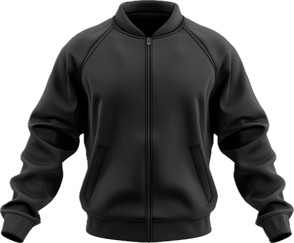 Sporty Black Track Jacket with Zipper 43023973 PNG