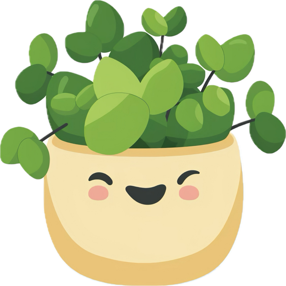 Cartoon Potted Plant with Happy Face png