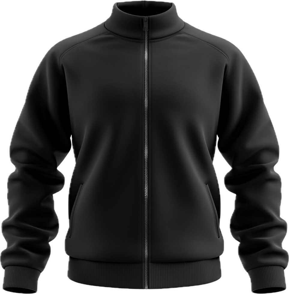 Sporty Black Track Jacket with Zipper png