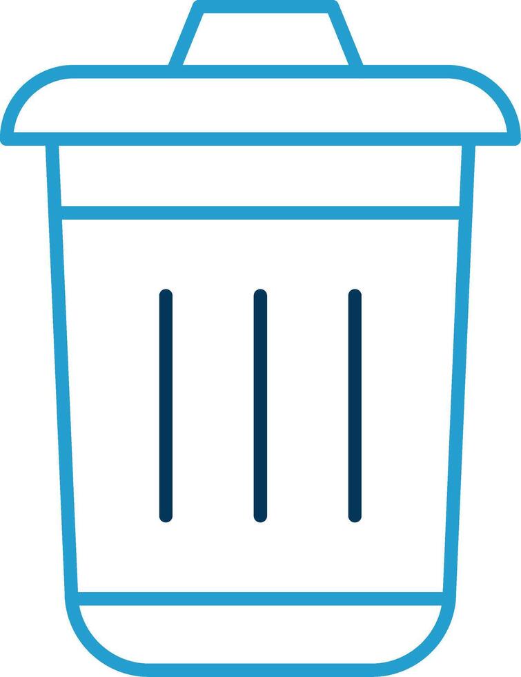 Dustbin Line Blue Two Color Icon vector