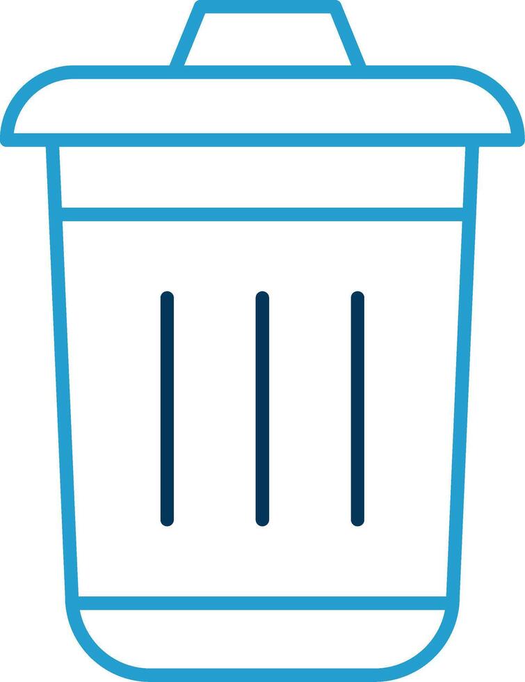 Dustbin Line Blue Two Color Icon vector