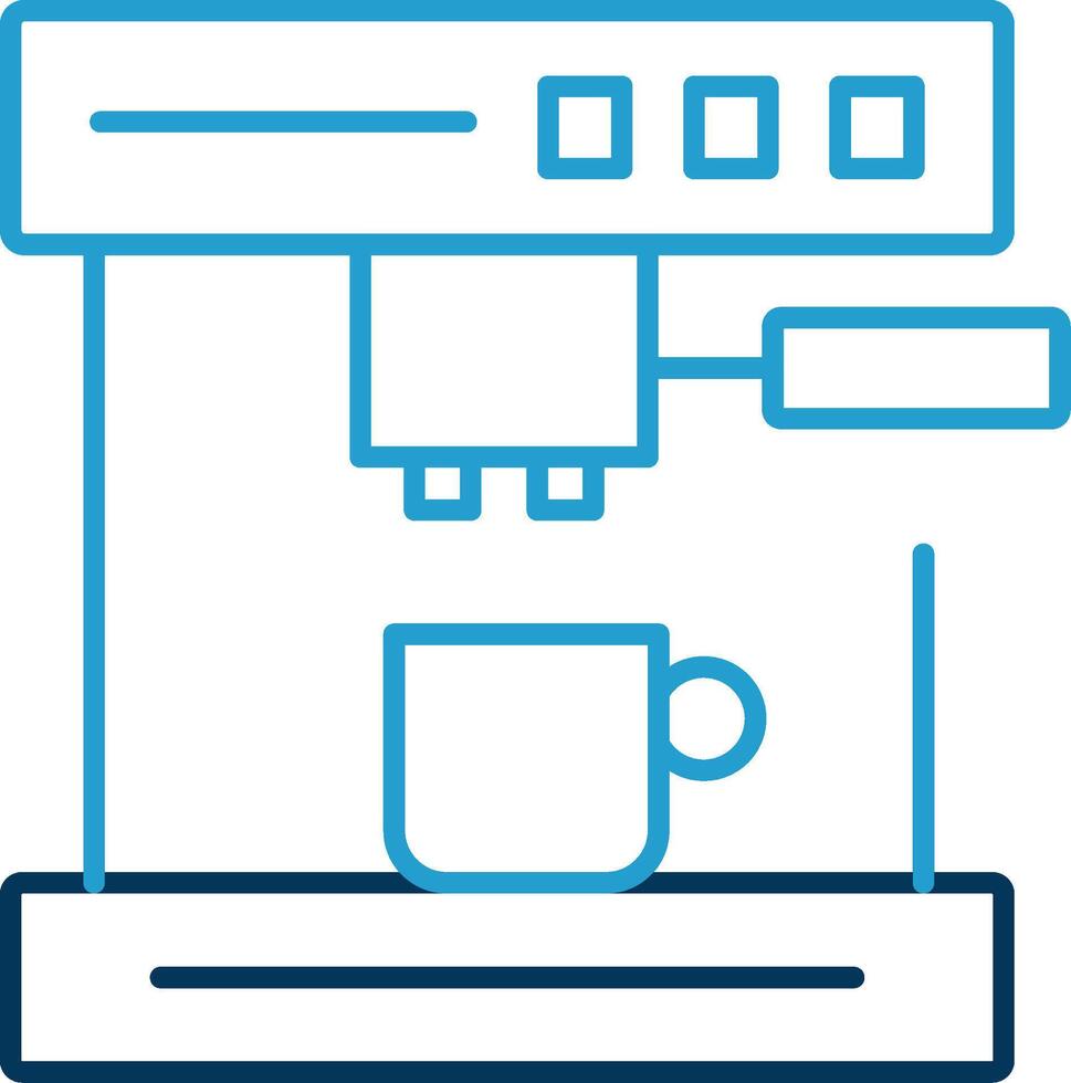 Coffee Machine Line Blue Two Color Icon vector