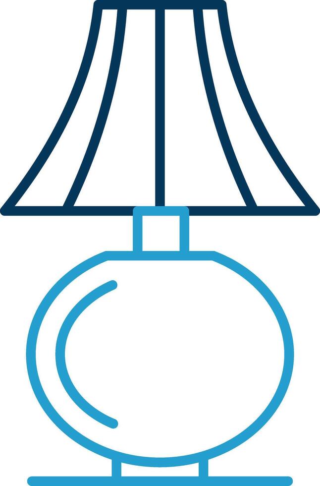 Table Lamp Line Blue Two Color Icon vector