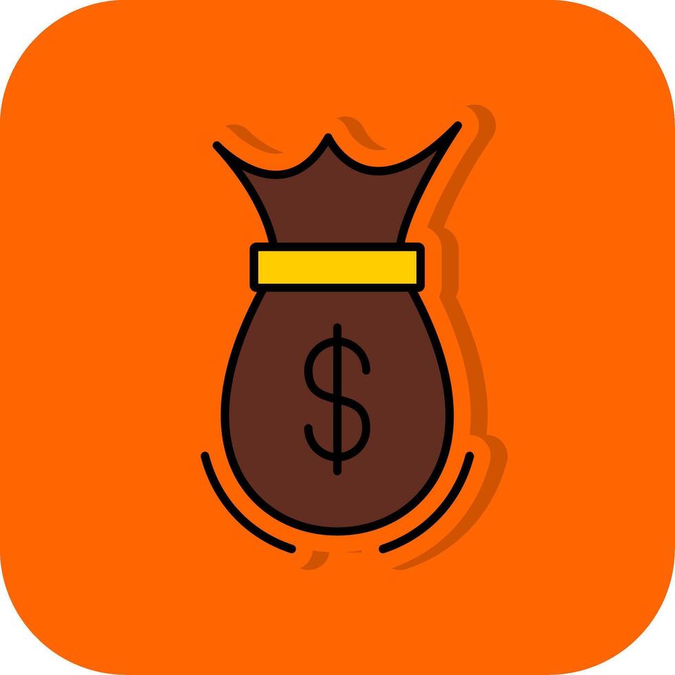 dinero bolso lleno naranja antecedentes icono vector