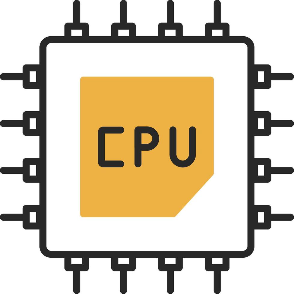 Processor Skined Filled Icon vector
