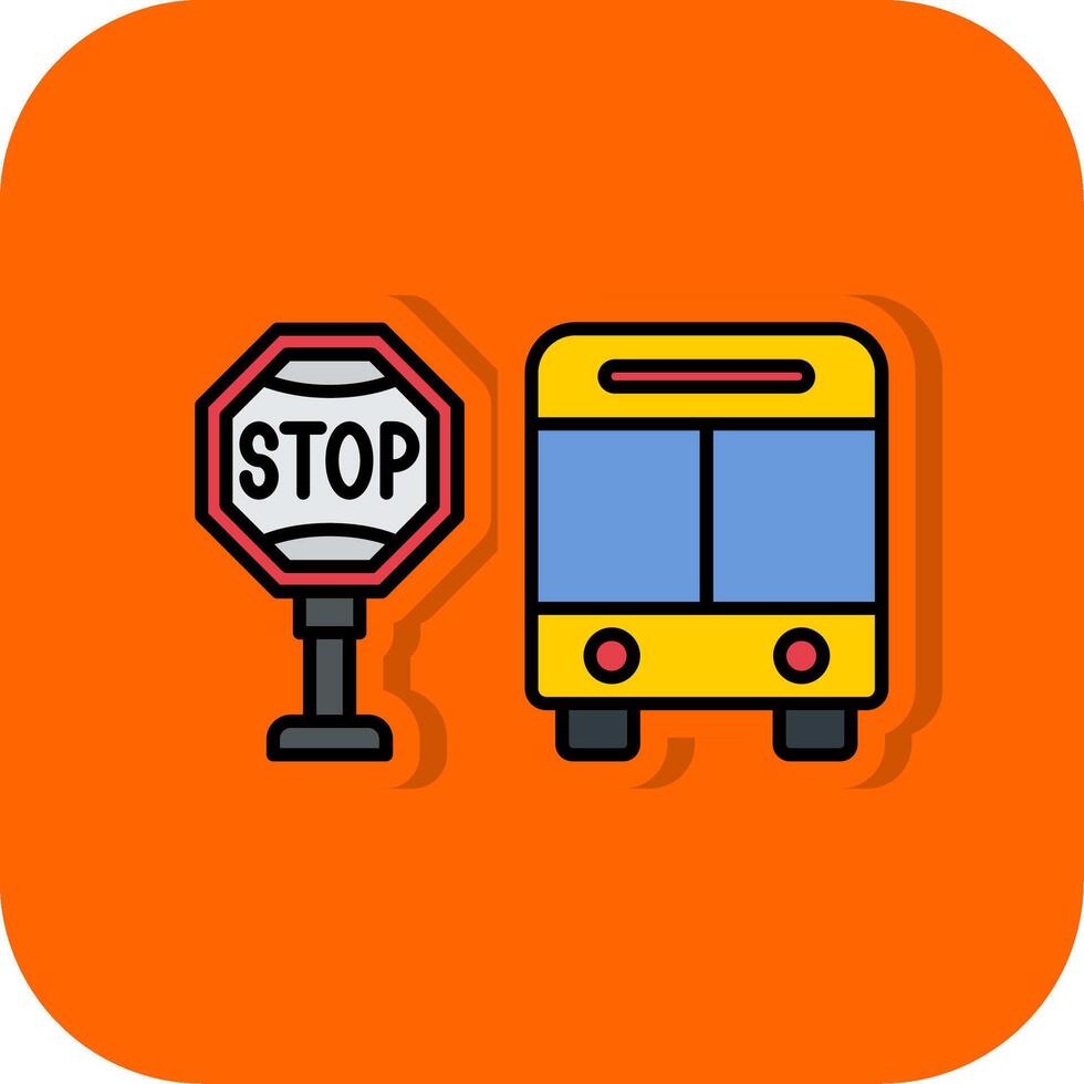 Bus Stop Filled Orange background Icon vector