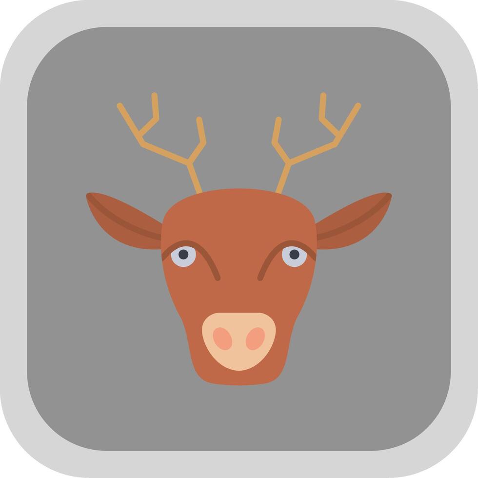 Deer Flat Round Corner Icon vector