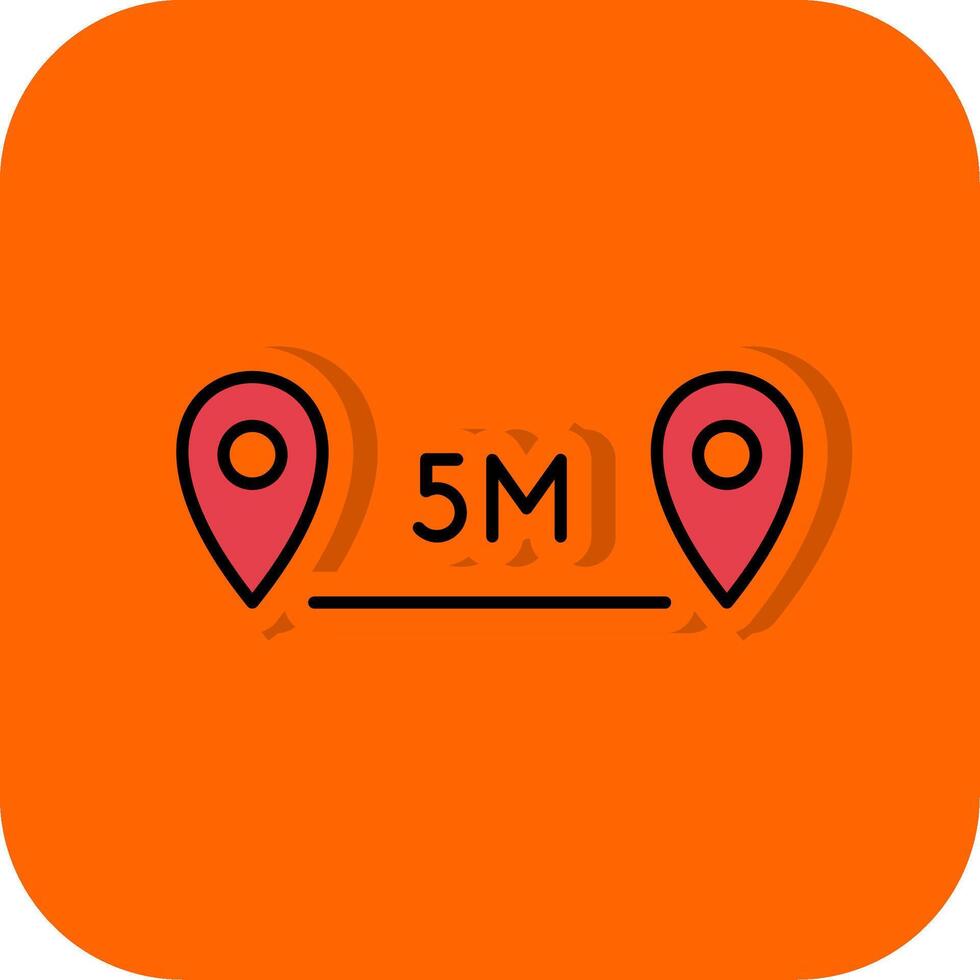 Distance Filled Orange background Icon vector