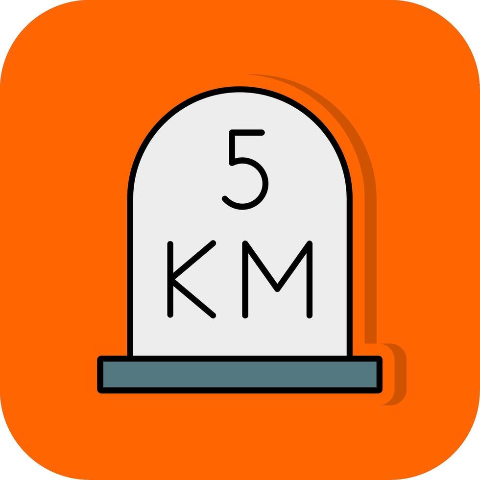 kilometer Filled Orange background Icon vector